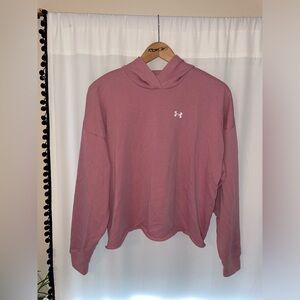 Under Armour pink long sleeve hooded tee hoodie women’s S small slightly crop